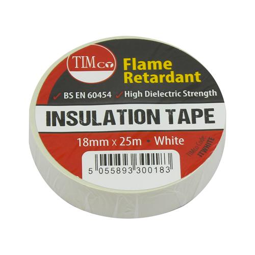 TIMCO Pvc Insulation Tape - White (25m x 18mm, Roll Pack of 10)