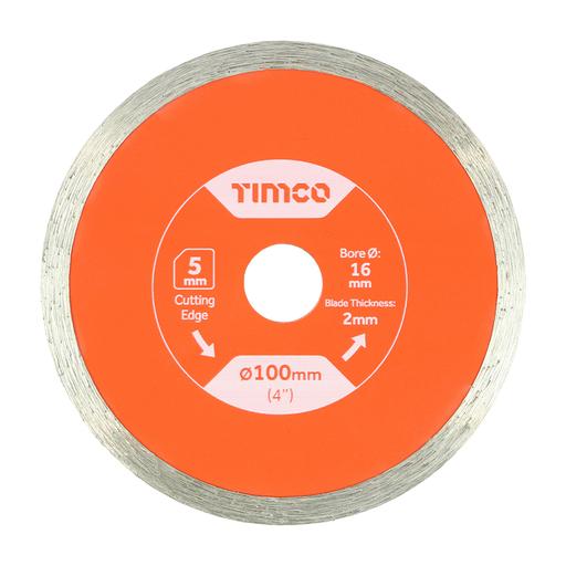 TIMCO General Purpose Tile & Ceramic Diamond Blade - Continuous (100 x 16.0, Box of 1)