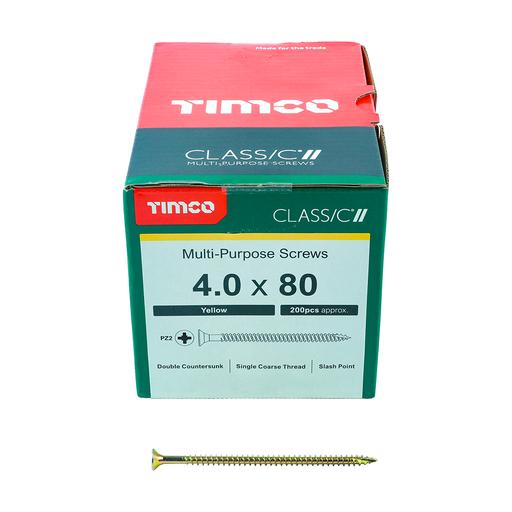 TIMco Classic Multi-Purpose Screws - PZ - Double Countersunk - Yellow 4.0x80mm
