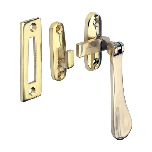 TIMCO Hook & Mortice Plate Casement Fastener - Polished Brass (54 x 19, Bag of 1)