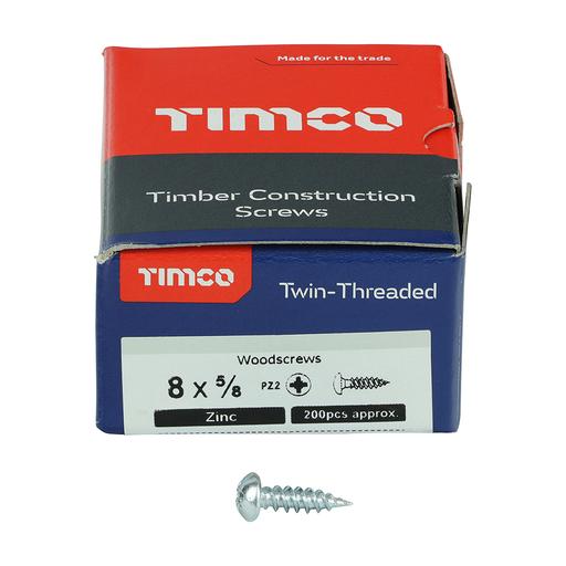 TIMco Twin-Thread Woodscrews - PZ - Double Countersunk - Zinc 4.0x16mm