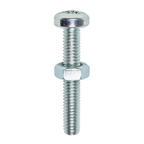 TIMCO Machine Screws - PZ - Pan & Hex Nuts - Zinc (M6 x 16, TIMpac of 15)