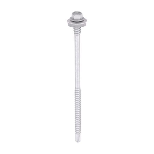 TIMCO Metal Construction Composite Panel Screws - Hex - Epdm Washer - Self-Drilling - Exterior - Silver Organic (5.5/6.3 x 115, Box of 100)