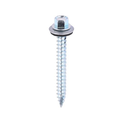 TIMCO Metal Construction Thin Sheet Metal To Timber Screws - Hex - Epdm Washer - Slash Point - Zinc (6.3 x 60, Bag of 100)