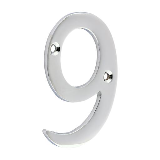 TIMCO Door Numeral 9 - Polished Chrome (75mm, TIMpac of 1)
