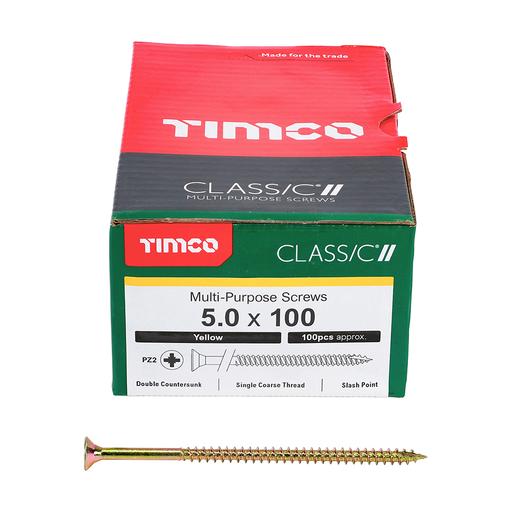 TIMco Classic Multi-Purpose Screws - PZ - Double Countersunk - Yellow 5.0x100mm