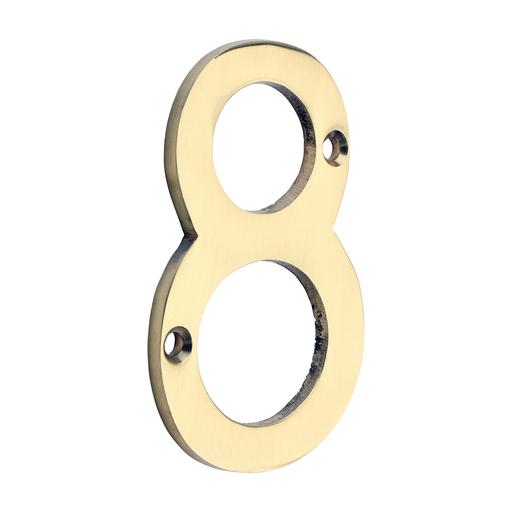 TIMCO Door Numeral 8 - Polished Brass (75mm, Bag of 1)