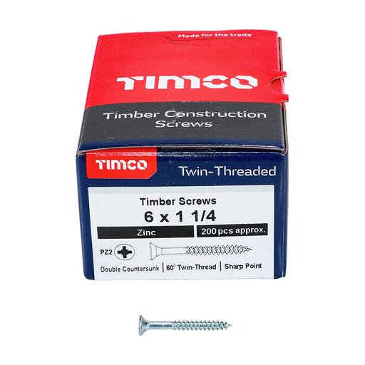 TIMco Twin-Thread Woodscrews - PZ - Double Countersunk - Zinc 3.5x30mm