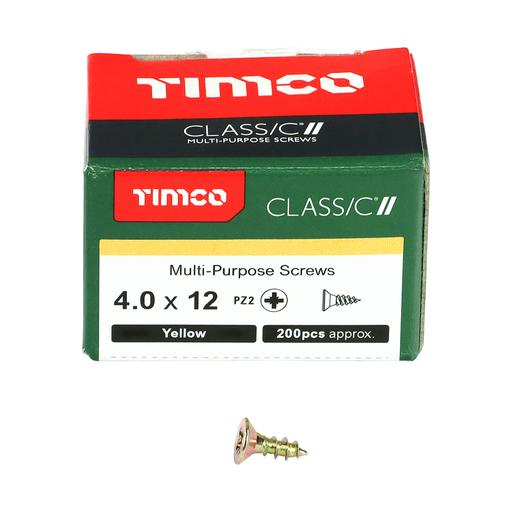 TIMco Classic Multi-Purpose Screws - PZ - Double Countersunk - Yellow 4.0x12mm