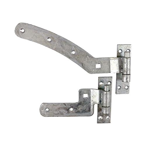 TIMCO Pair Of Curved Rail Hinge Set - Right Hand - Hot Dipped Galvanised (300mm, Plain Bag of 1)