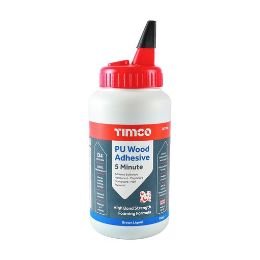 TIMCO Pu Wood Adhesive 5 Minute - Liquid (750g, Bottle of 1)