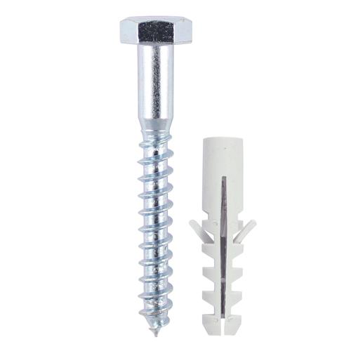 TIMCO Coach Screws & Nylon Plugs - Zinc (8.0 x 100, TIMbag of 12)