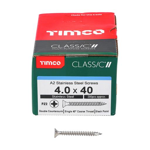 TIMco Classic Multi-Purpose Screws - PZ - Double Countersunk - Stainless Steel 4.0x40mm