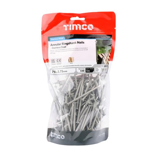 TIMCO Annular Ringshank Nails - Stainless Steel (75 x 3.75, TIMbag of 1)
