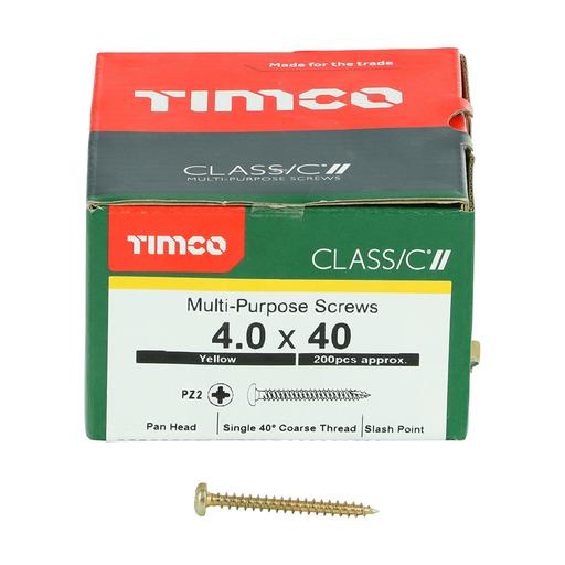 TIMco Classic Multi-Purpose Screws - PZ - Pan Head - Yellow 4.0x40mm