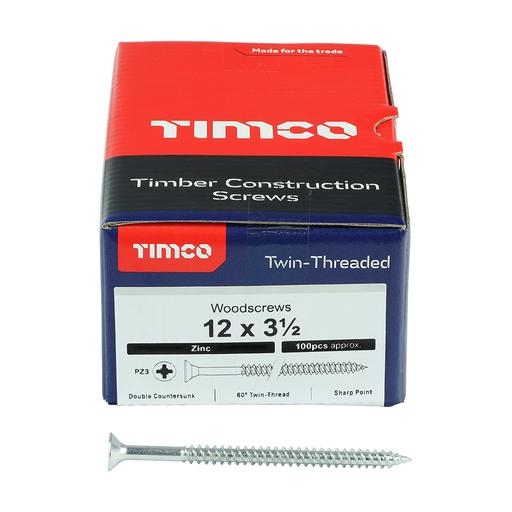 TIMco Twin-Thread Woodscrews - PZ - Double Countersunk - Zinc 6.0x90mm