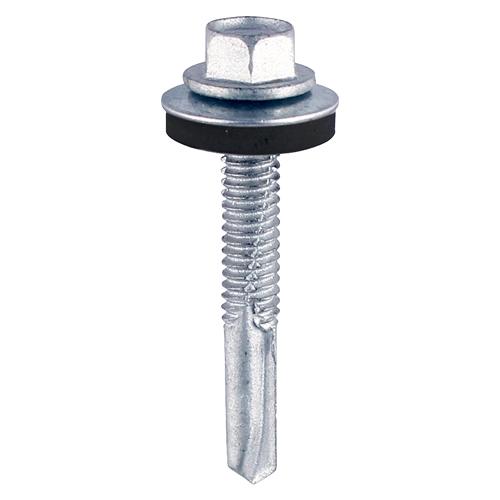 TIMCO Metal Construction Heavy Section Screws - Hex - Epdm Washer - Self-Drilling - Zinc (5.5 x 32, Bag of 100)