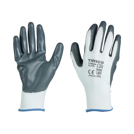 TIMCO Secure Grip Gloves - Smooth Nitrile Foam Coated Polyester (X Large, Backing Card of 1)