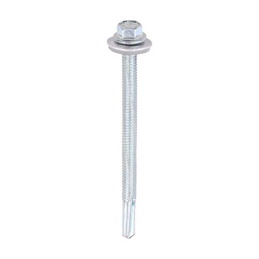 TIMCO Metal Construction Heavy Section Screws - Hex - Epdm Washer - Self-Drilling - Zinc (5.5 x 80, Box of 100)