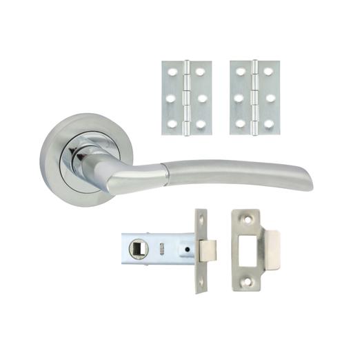 TIMCO Shavington Lever On Rose Door Pack - Polished Chrome & Satin Chrome (Mixed, Box of 1)