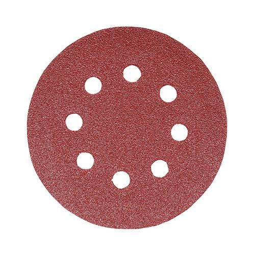 TIMCO Random Orbital Sanding Discs - 120 Grit - Red (125mm, Pack of 5)