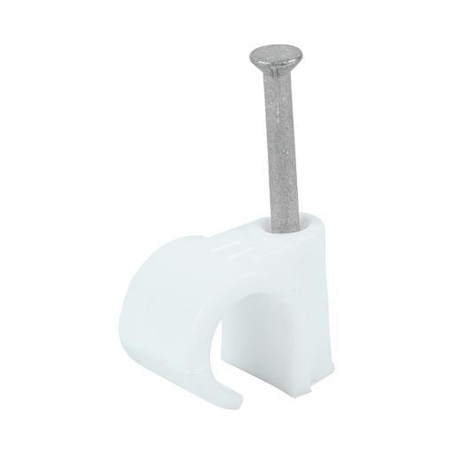 TIMCO Round Cable Clips - White (To fit 11.0mm, Box of 100)