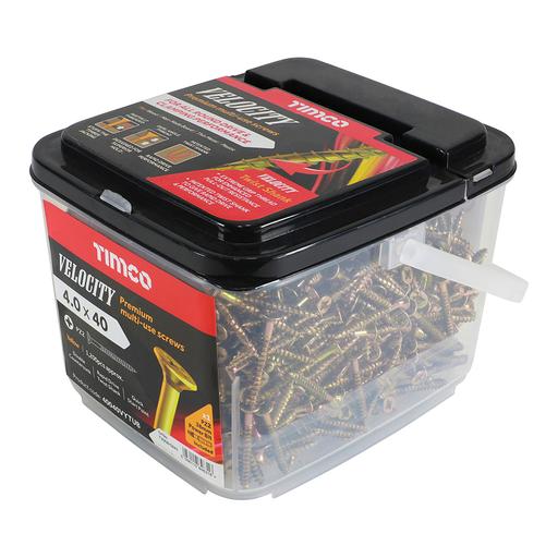 TIMCO Velocity Premium Multi-Use Screws - PZ - Double Countersunk - Yellow (4.0 x 40, Tub of 1200)