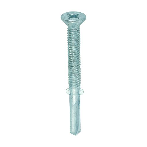 TIMCO Metal Construction Timber To Heavy Section Screws - Countersunk - Wing-Tip - Self-Drilling - Exterior - Silver Organic (5.5 x 55, Box of 200)