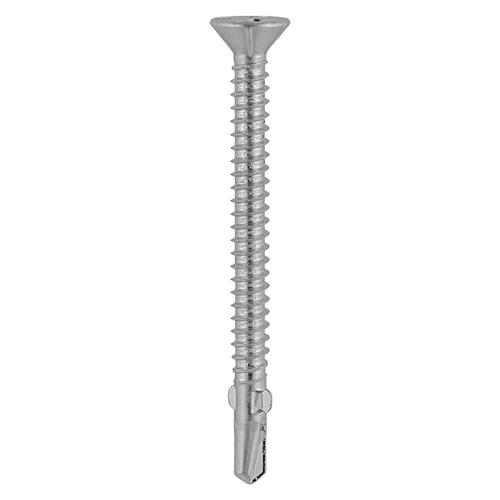 TIMCO Metal Construction Timber To Light Section Screws - Countersunk - Wing-Tip - Self-Drilling - Bi-Metal - Exterior - Silver Organic (5.5 x 65, Box of 200)