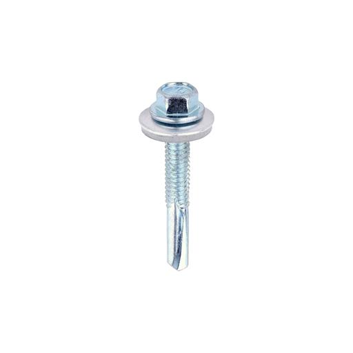 TIMCO Metal Construction Heavy Section Screws - Hex - Epdm Washer - Self-Drilling - Zinc (5.5 x 38, Box of 100)