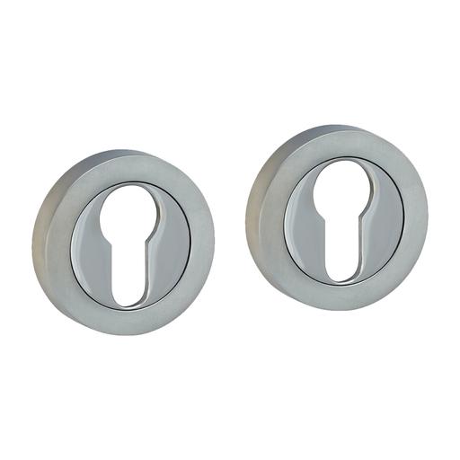 TIMCO Euro Profile Escutcheon - Polished & Satin Chrome (51mm, Blister Pack of 1)