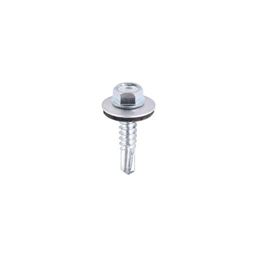 TIMCO Metal Construction Light Section Screws - Hex - Epdm Washer - Self-Drilling - Zinc (5.5 x 25, Bag of 100)