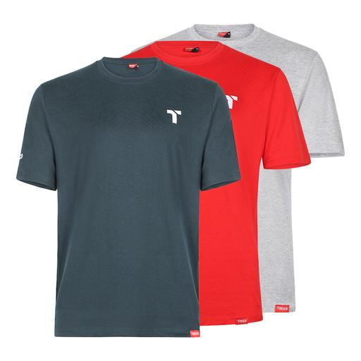 TIMCO Short Sleeve Trade T-Shirt Pack (Large (Grey/Red/Green), Bag of 3)