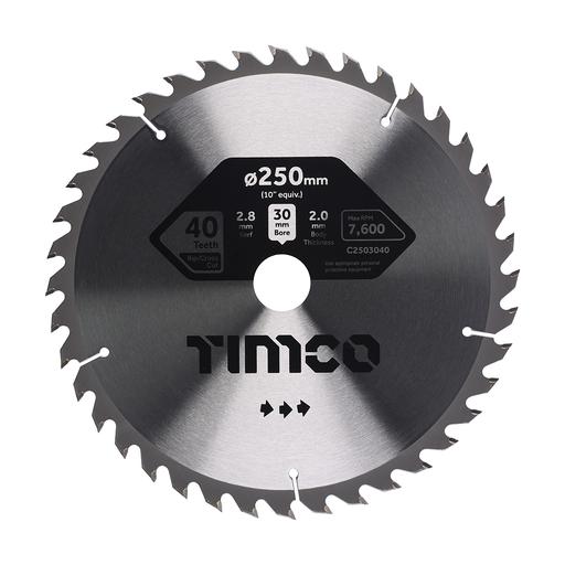 TIMCO Circular Saw Blade - Combination - Medium (250 x 30 x 40T, Clamshell of 1)