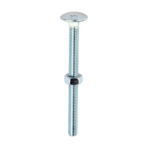 TIMCO Carriage Bolts & Hex Nuts - Zinc (M6 x 75, Box of 100)