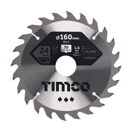 TIMCO Circular Saw Blade - Combination - Medium (160 x 30 x 24T, Clamshell of 1)