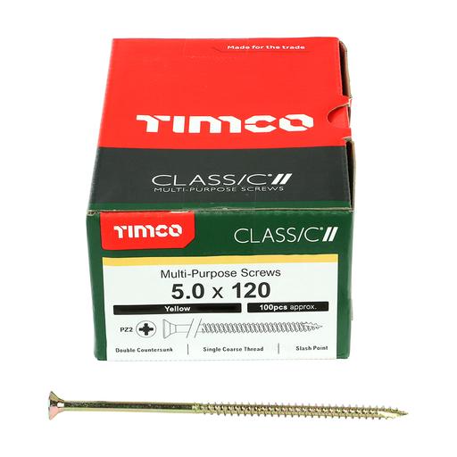 TIMco Classic Multi-Purpose Screws - PZ - Double Countersunk - Yellow 5.0x120mm