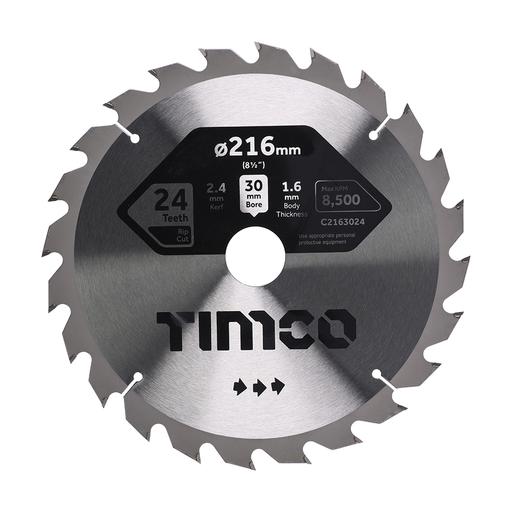 TIMCO Circular Saw Blade - General Purpose - Coarse/Medium (216 x 30 x 24T, Clamshell of 1)