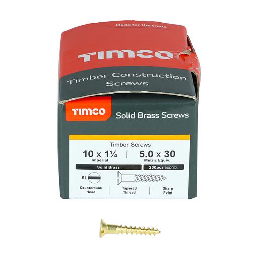 TIMco Solid Brass Woodscrews - SL - Countersunk 5.0x30mm