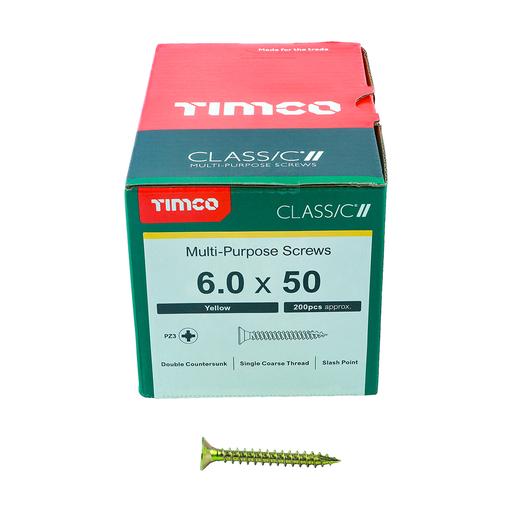 TIMco Classic Multi-Purpose Screws - PZ - Double Countersunk - Yellow 6.0x50mm