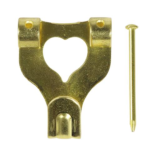 TIMCO Picture Hanging Hooks - Double - Electro Brass (No.3 Double, TIMpac of 4)