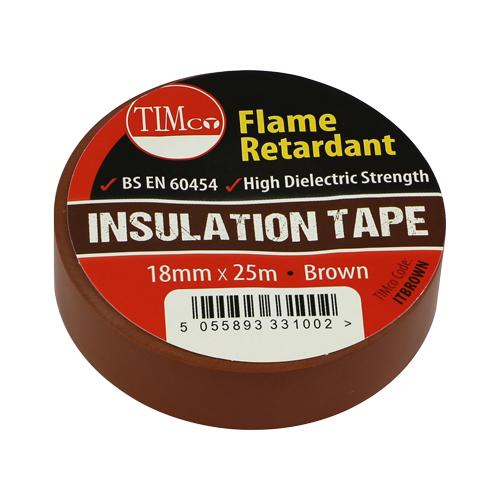 TIMCO Pvc Insulation Tape - Brown (25m x 18mm, Roll Pack of 10)