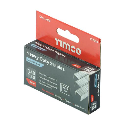 TIMCO Heavy Duty Staples - Chisel Point - Galvanised (8mm, Box of 1000)