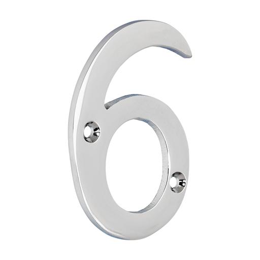 TIMCO Door Numeral 6 - Polished Chrome (75mm, Bag of 1)