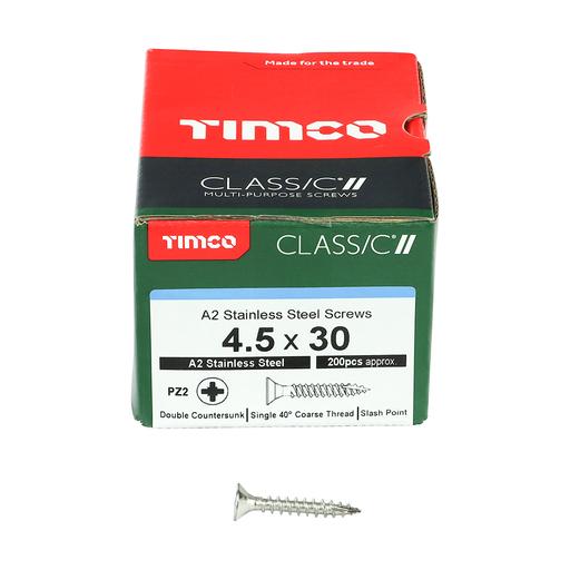 TIMco Classic Multi-Purpose Screws - PZ - Double Countersunk - Stainless Steel 4.5x30mm