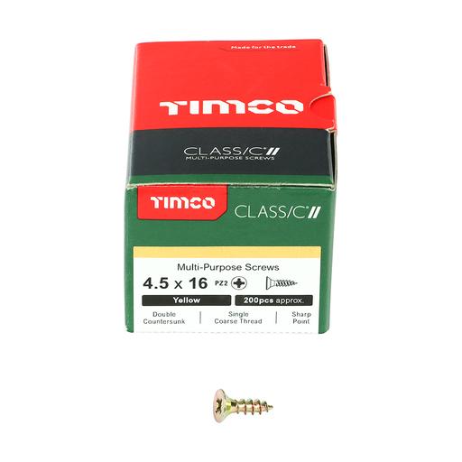 TIMco Classic Multi-Purpose Screws - PZ - Double Countersunk - Yellow 4.5x16mm