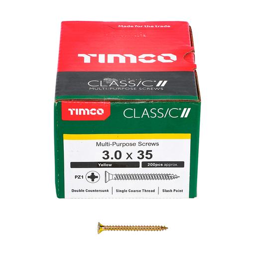 TIMco Classic Multi-Purpose Screws - PZ - Double Countersunk - Yellow 3.0x35mm