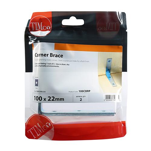 TIMCO Corner Braces - Zinc (100 x 100 x 22, TIMpac of 2)