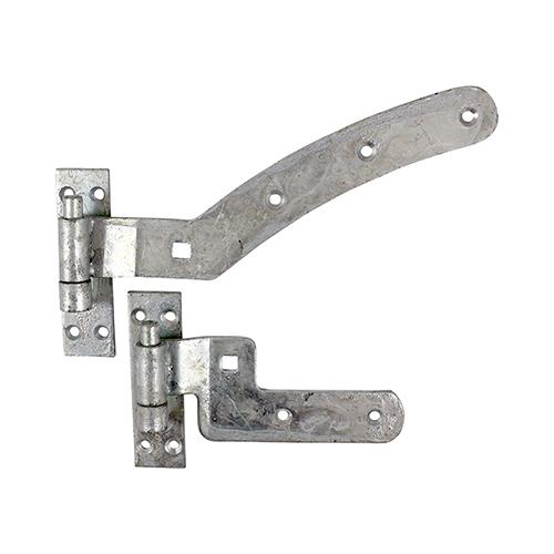 TIMCO Pair Of Curved Rail Hinge Set - Left Hand - Hot Dipped Galvanised (300mm, Plain Bag of 1)