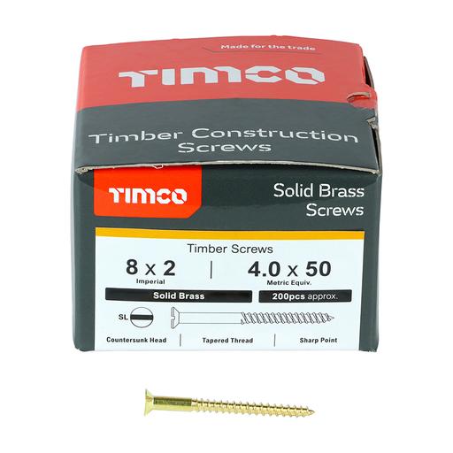 TIMco Solid Brass Woodscrews - SL - Countersunk 4.0x50mm